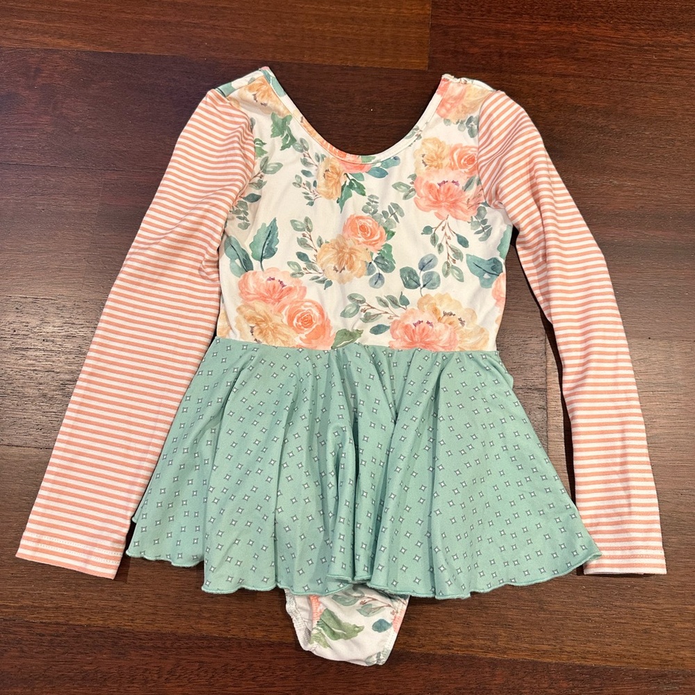 Cheeky Plum leotard size 7 VGUC Peach Mint green $14
